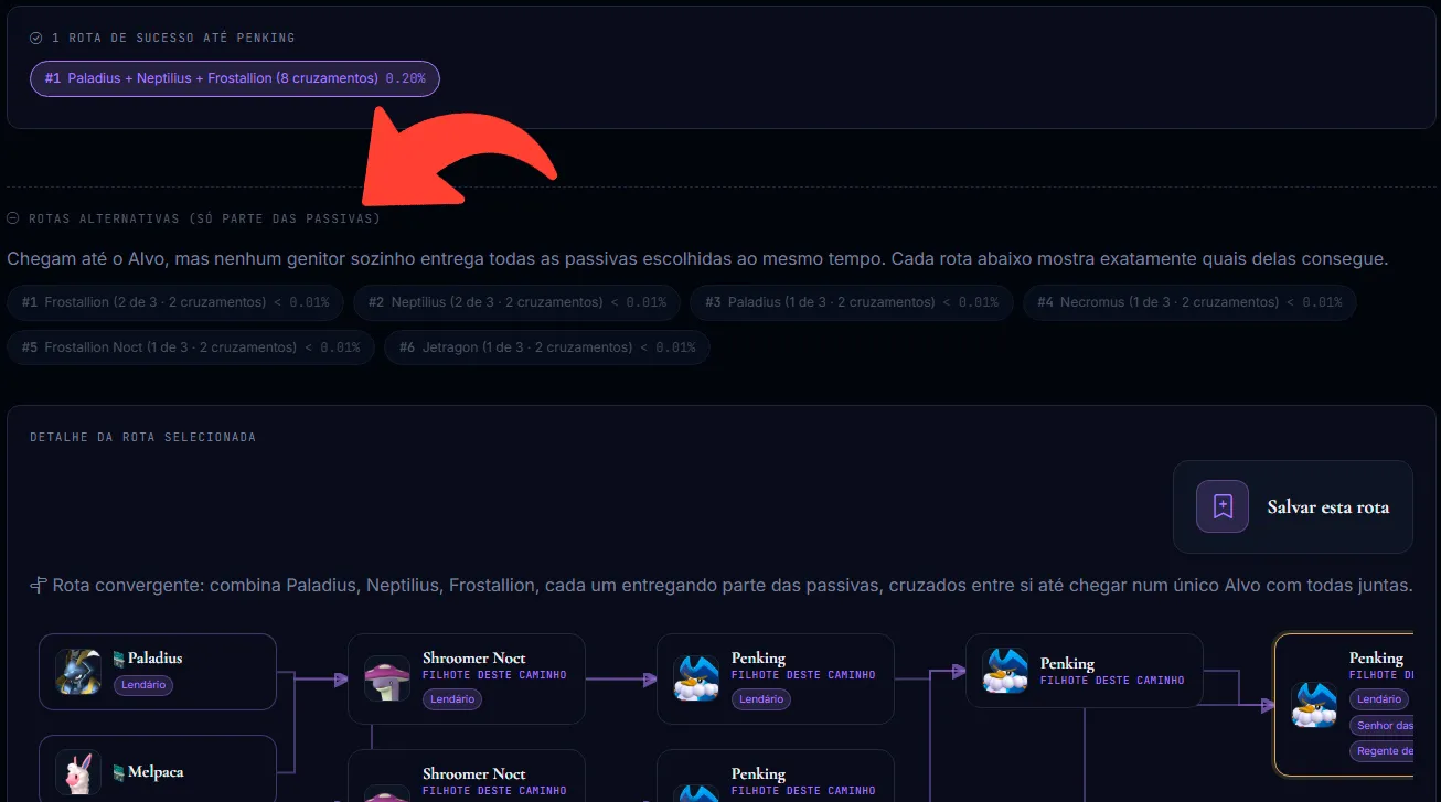 Rotas alternativas para um Penking Lendário